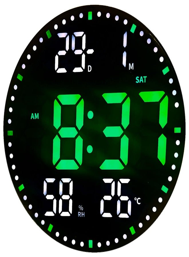 De'rons 10" Plastic Digital Wall Clock with Remote Control & Alarm for Home Décor Office 12/24 Hours Temperature Humidity Date Week Silent Electronic Digital Wall Clock (DC_2560_Green) - Image 1